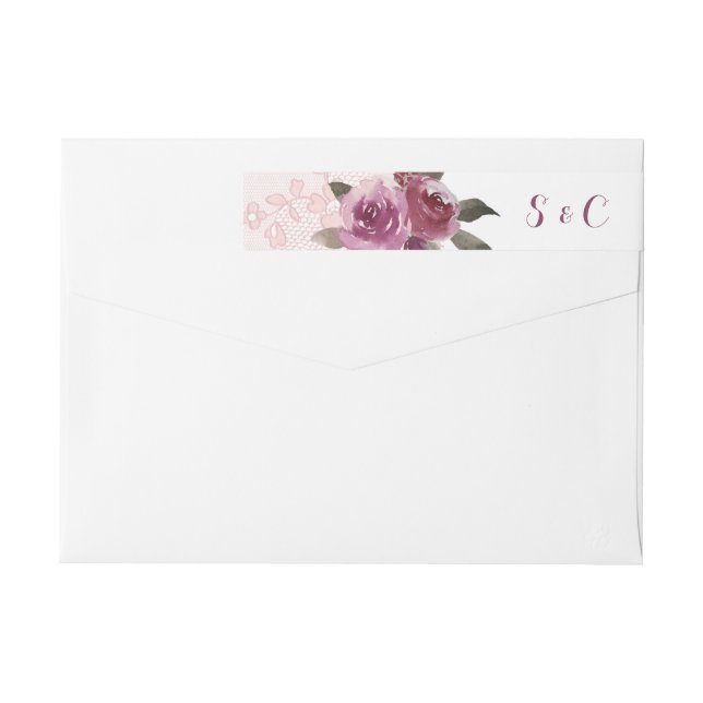 Bande Pour Adresse De Retour Monographie de mariage de dentelle fleurie rustiqu (Dos)