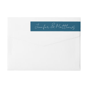 Bande Pour Adresse De Retour Navy Blue Script Watermark Mariage Adresse de reto