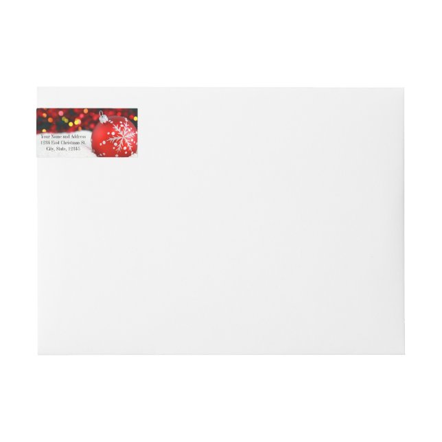 Bande Pour Adresse De Retour Neige de Noël rouge étincelante (Devant)