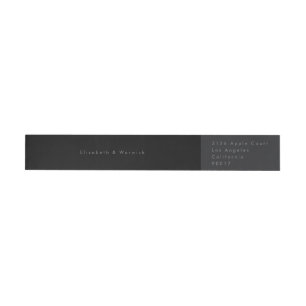 Bande Pour Adresse De Retour Noir sur Noir Moderne Minimaliste Simple Mariage