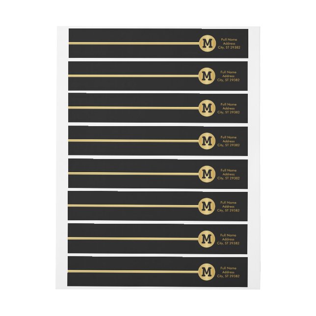Bande Pour Adresse De Retour Or élégant et conception noire (Feuille)