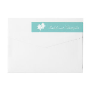 Bande Pour Adresse De Retour Palmiers tropicaux Mariage vert et gris