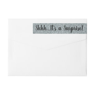 Bande Pour Adresse De Retour PARTIES SCINTILLANT ARGENT SURPRISE Enveloppement