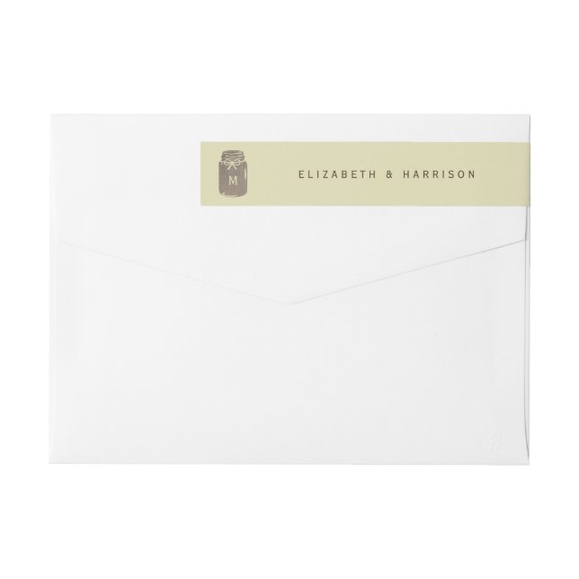 Bande Pour Adresse De Retour Pays Burlap Mason Jar Mariage (Dos)
