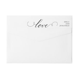 Bande Pour Adresse De Retour Raffiné Calligraphie de Mariage noir et blanc