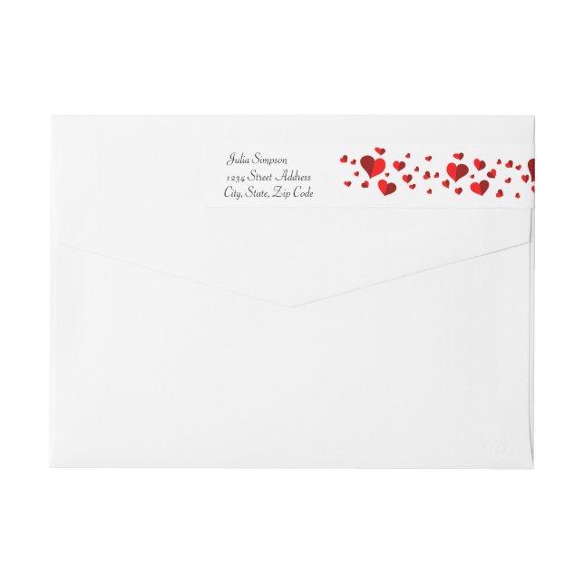 Bande Pour Adresse De Retour Romantique,Coeurs rouges,Amour,Personnalisé (Dos)