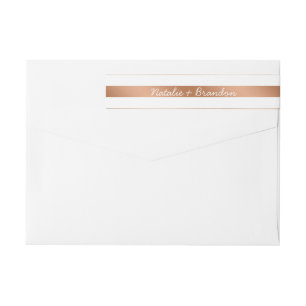 Bande Pour Adresse De Retour Rose moderne Gold Foil raypes Monogram Mariage
