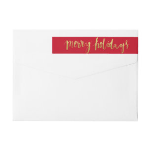Bande Pour Adresse De Retour Rouge fait sur commande de joyeux de vacances