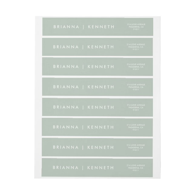 Bande Pour Adresse De Retour Sage simple moderne avec Mariage de lettres blanch (Feuille)