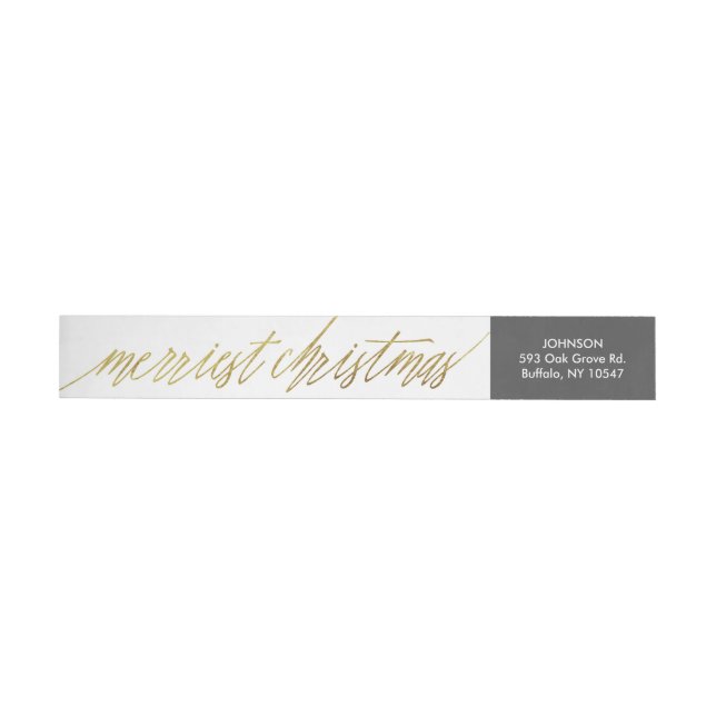 Bande Pour Adresse De Retour Script de calligraphie Faux Gold Foil Joyeux Noël (Individuel)
