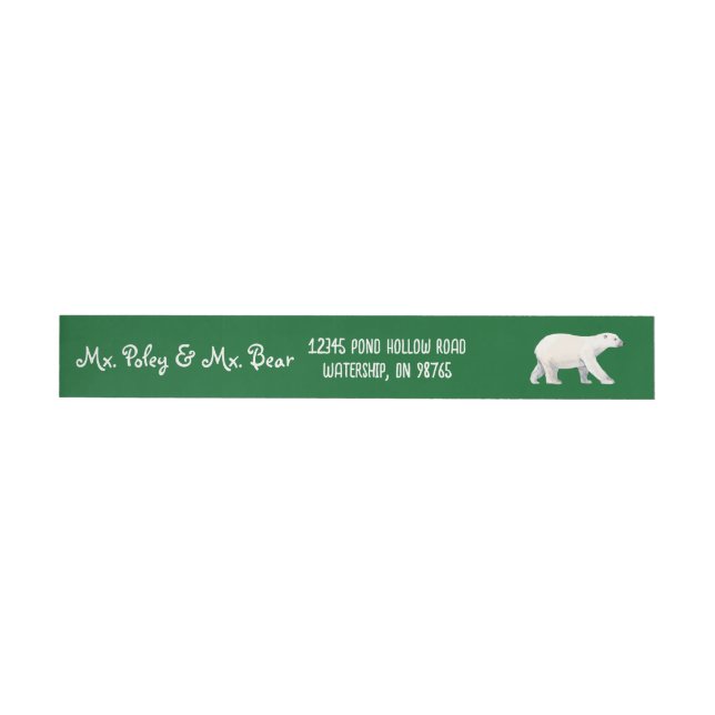 Bande Pour Adresse De Retour Serene Polar Bear sur Green (Individuel)