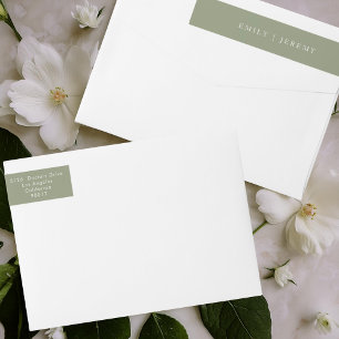 Bande Pour Adresse De Retour Simple Sage Vert et blanc Modernité Calligraphie