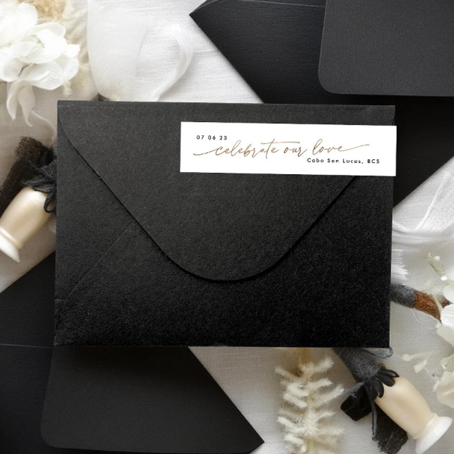 Bande Pour Adresse De Retour Sleek Romance | Gold Foil | Enveloppe Mariage (Créateur téléchargé)