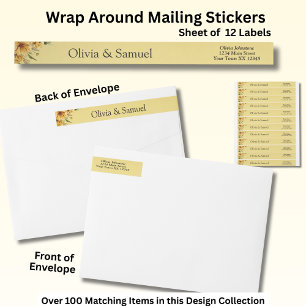 Bande Pour Adresse De Retour Stickers de messagerie, Suite de fleurs d'or jaune