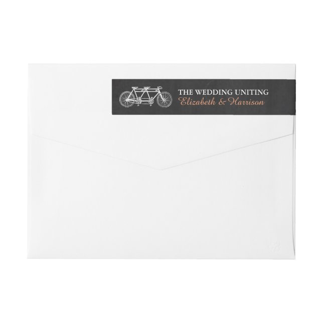 Bande Pour Adresse De Retour Vélo Tandem Sur Mariage Chalkboard (Dos)