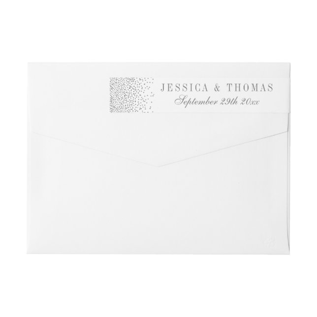 Bande Pour Adresse De Retour Vintage Glam Silver Confetti Mariage (Dos)