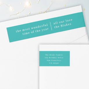 Bande Pour Adresse De Retour Wonderful Christmas Modern Stylish Turquoise Teal