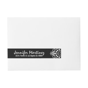 Bande Pour Adresse Dentelle Florale Noire Et Blanc
