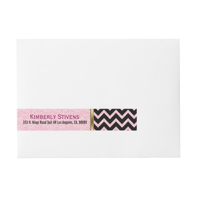 Bande Pour Adresse Elégant Parties scintillant rose noir Chevron or A (Devant)