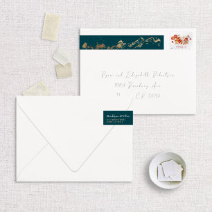 Bande Pour Adresse Faux Foil Gold Montagnes Abstraites sur Dark Green