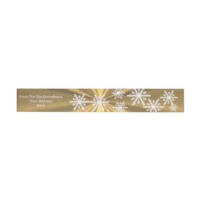 Bande Pour Adresse Fête de Noël Gold et White snowflakes (Individual)