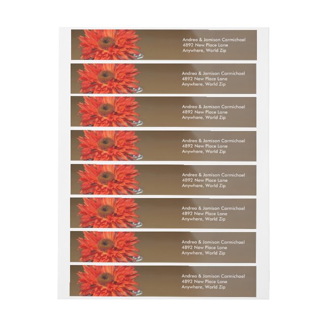 Bande Pour Adresse Fleur orange à Mason Jar (Feuille)