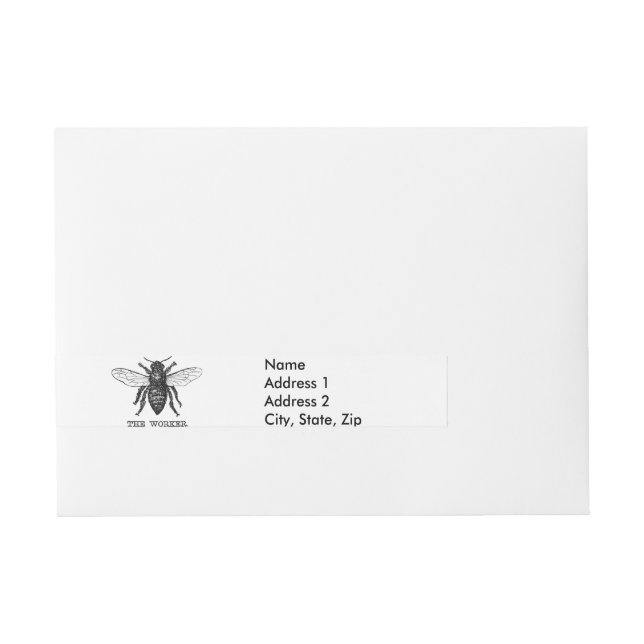 Bande Pour Adresse Illustration de l'abeille du travailleur vintage (Devant)