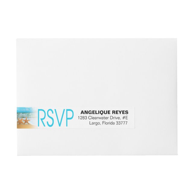 Bande Pour Adresse Mariage de Starfish Couple Beach RSVP (Devant)