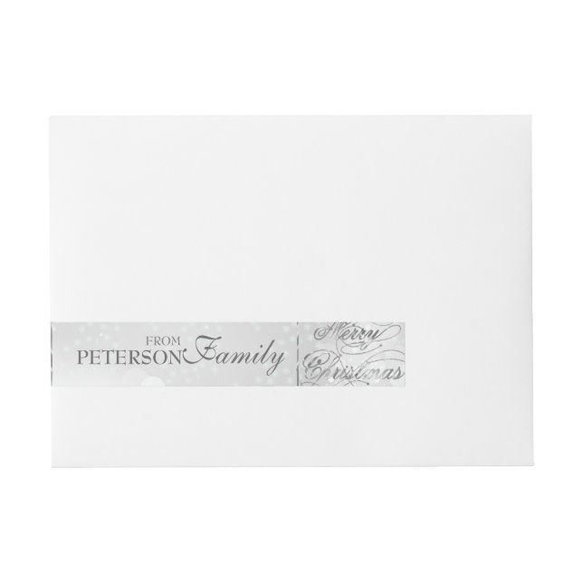 Bande Pour Adresse Marry Christmas Silver Text & Bokeh Arrière - plan (Devant)