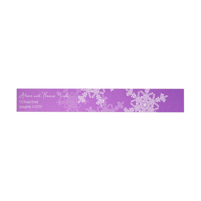 Bande Pour Adresse Merry Christmas Minimalist Purple Snowflakes  (Individual)
