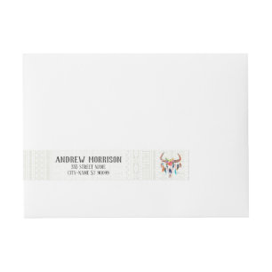 Bande Pour Adresse Motif Tribal Blanc Et Taureau