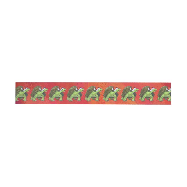Bande Pour Adresse Noël Tortue Sur Rouge (Individual)