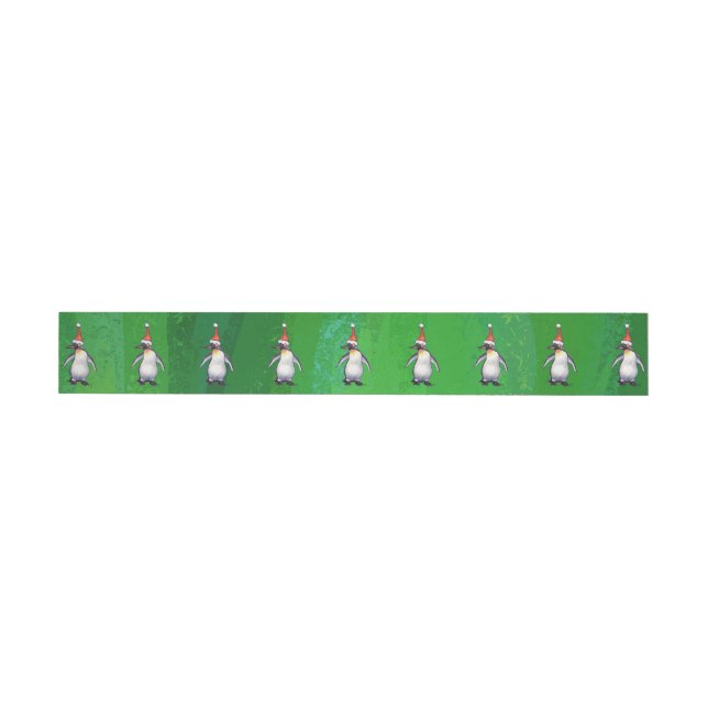 Bande Pour Adresse Pingouin mignon à Santa Hat sur Vert (Individual)