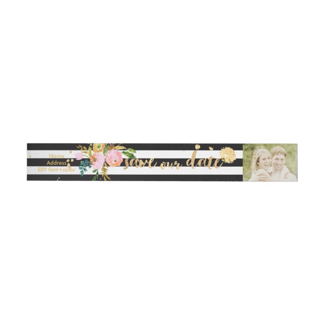 Bande Pour Adresse PixDezines aquarelle/florale/striée/or (Individual)