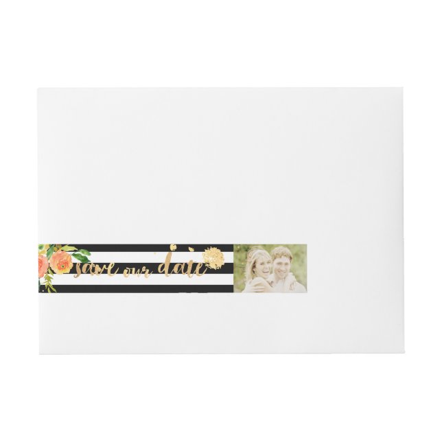 Bande Pour Adresse PixDezines aquarelle/florale/striée/or (Devant)