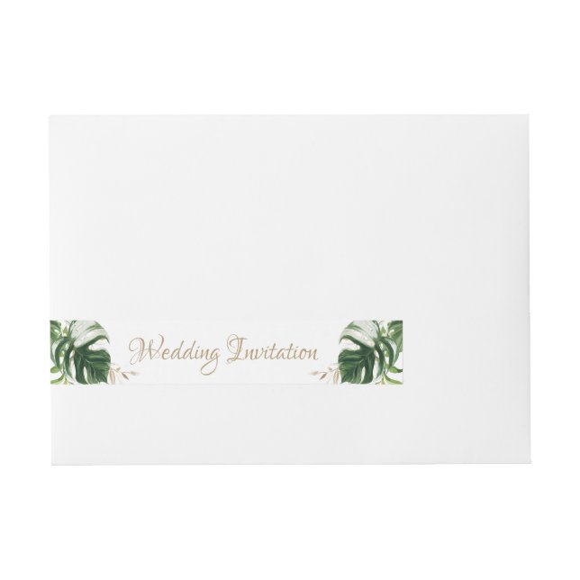 Bande Pour Adresse Tropical Green Palm Feuille Gold Mariage géométriq (Devant)