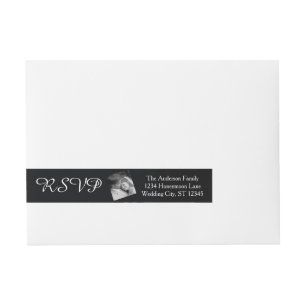 Bande Pour Adresse Votre photo Mariage RSVP Black