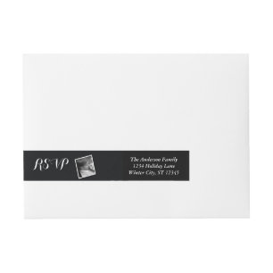 Bande Pour Adresse Votre photo Mariage RSVP Black