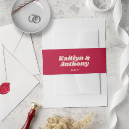 Bandeau De Faire-part 70's Retro Super Viva Magenta Mariage