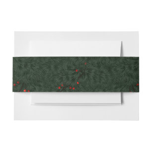 Bandeau De Faire-part Aiguilles Motifs de Noël et baies rouges
