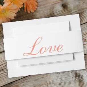 Bandeau De Faire-part Amour Elegant Orange Blanc Minimaliste Mariage