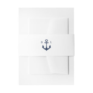 Bandeau De Faire-part Ancre Bleue Classique MONOGRAM Mariage