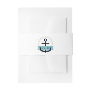 Bandeau De Faire-part Ancre de marine moderne Monogramme de mariage inv