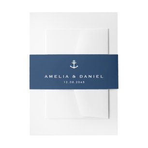 Bandeau De Faire-part Ancre moderne  Bleu Mariage nautique