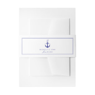 Bandeau De Faire-part Ancre nautique Élégante Nettoyage Monogramme Bande