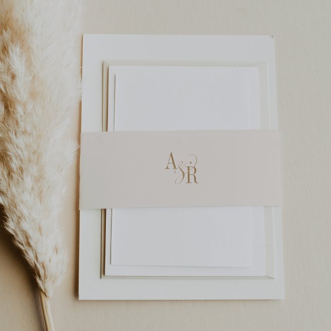 Bandeau De Faire-part ANDREA Crème d'or moderne minimaliste Mariage simp (ANDREA Modern Gold Cream Minimal Simple Wedding Invitation Belly Band)