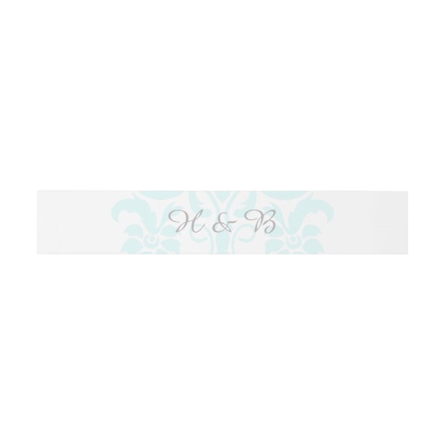 Bandeau De Faire-part Aqua Subtle Mariage damassé Belly Bands (Plat)
