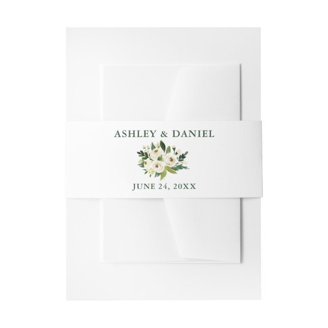 Bandeau De Faire-part Aquarelle Blanc Floral Mariage (Devant example)