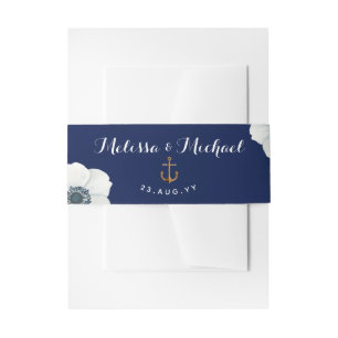 Bandeau De Faire-part Aquarelle blanche d'anémones + marine d'Ancres nau