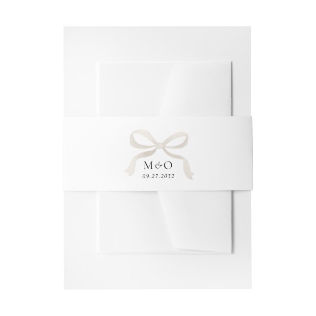 Bandeau De Faire-part Aquarelle blanche ivoire moderne Mariage Monogramm (Devant example)